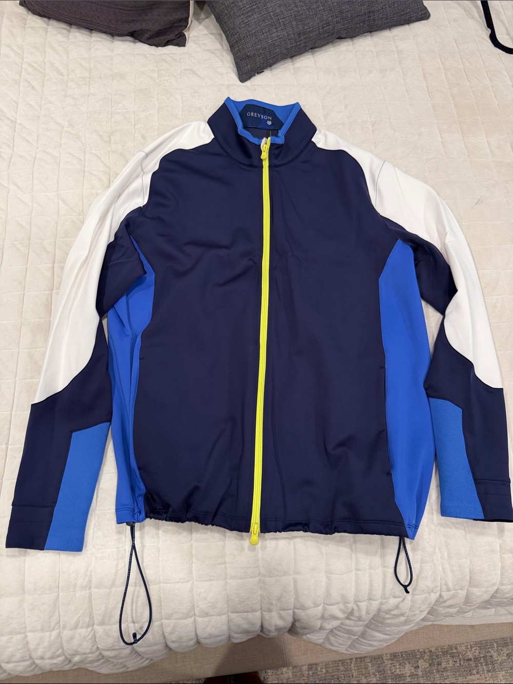 Greyson Navy, Royal Blue & White Performance Full-Zip Jacket with Yellow Zipper
